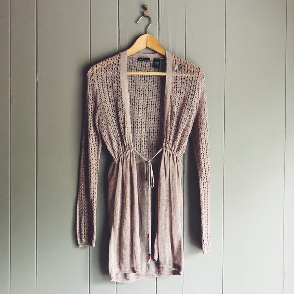 Moda International Sweaters - Moda International Open Knit Beaded belt Cardigan